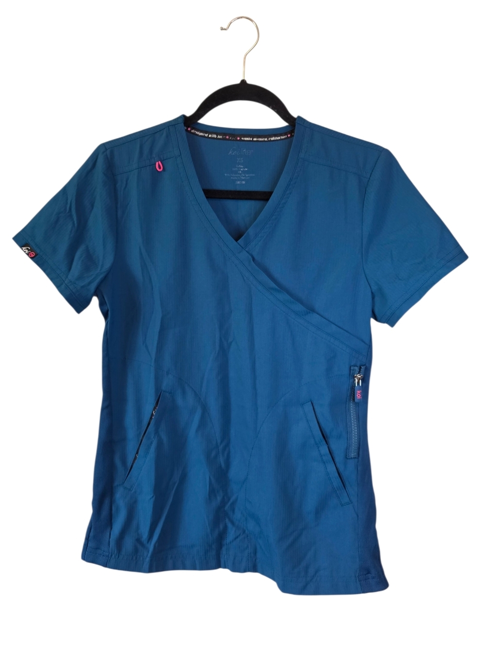 Koi Lite Serenity Scrub Set | Mock Wrap Top & Peace Pants | Caribbean Blue, XS/S